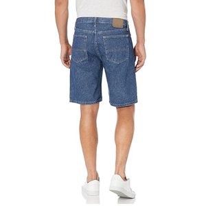 Shorts en jean pour homme bleu moyen, coupe classique, cinq poches, en sergé résistant, coupe droite, shorts en jean durables pour homme - Product Image 2