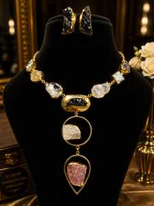 New Arrival Natural Stone Brass Indian <b>Wedding</b> Engagement Beach Wear <b>Jewellery</b> <b>Set</b> Daily Wear Party Anniversary Trendy <b>Jewellery</b> - Product Image 1