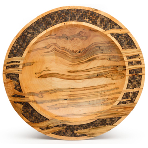 Plato Redondo de Madera para Servir, Hecho a Mano, Diseño Wabi Sabi Grabado, Patrón de Grano Natural, Vajilla Decorativa para Cocina - Product Image 1