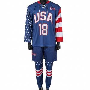 Uniforme de hockey sobre hielo personalizado para hombre, conjunto de jersey y pantalones sublimados, diseño estadounidense, conjunto de jersey de hockey sobre hielo, uniforme de equipo de manga larga - Product Image 1