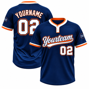 Maillot de baseball bleu clair personnalisé, col à deux boutons, respirant, séchage rapide, uniformes de softball pour jeunes et adultes, sérigraphié - Product Image 2