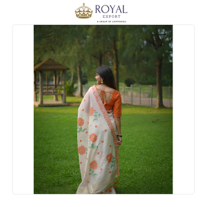 Lo Último en Moda de la India: Saree de Algodón Muga Suave de Primera Calidad con Blusa en Contraste, Estilo Bollywood, en Venta - Product Image 5