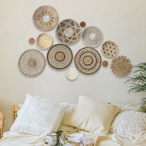 Ensemble de 13 paniers muraux bohèmes tendance, tressés à la main en jonc de mer, pour une décoration élégante de la maison et une idée cadeau d'anniversaire - Product Image 6