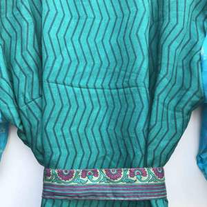 Sari de Seda Vintage para Mujer, Ropa de Dormir, Kimonos, Batas para la Playa, Kimono de Algodón con Estampado Floral para Interiores - Product Image 6