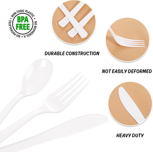 Ensemble de couverts 100% compostables et recyclables, fourchettes, couteaux, cuillères en PLA bagasse, sans BPA, écologiques, jetables pour les fêtes - Product Image 4