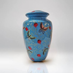 Blue Cloisonne Urn with <b>Butterfly</b> Design Cremation Urn for Adult Human Ashes Large Brass Memorial Urn For Adult Ashes - Product Image 5