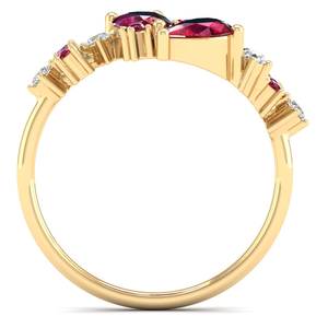 Anillos de compromiso REYES Precious Jewelry de plata de ley 925 con moissanita, corte pera, gema de rubí de 1 quilate, joyería fina para mujer - Product Image 4