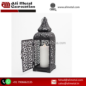 Faroles de vela decorativos Vintage para boda, candelabro de pilar de granja blanco desgastado con vidrio - Product Image 3