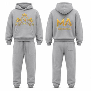 Survêtement à capuche pour homme Mudassar, 450 g/m², 100 % coton, imprimé en relief, fermeture à cordon, logo sur toute la longueur - Product Image 1