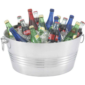 Enfriador de bebidas de metal galvanizado blanco con asas de cuerda para el hogar y eventos, cubo enfriador de vino para bar. - Product Image 5