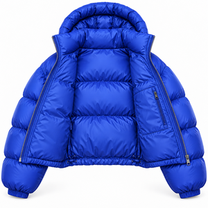 OEM Custom Unisex Cropped Oversized Puffer <b>Jacket</b> Glossy Nylon <b>Waterproof</b> Breathable Long <b>Thin</b> Hooded Winter Coat Private Label - Product Image 4