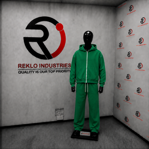 Ensemble de survêtement vert pour homme, sweat à capuche zippé uni et pantalon de jogging, personnalisable, vente en gros, streetwear décontracté, vêtements de sport en molleton, deux pièces - Product Image 3