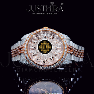 JUSTHIRA Diamond Jewelry Watch Women Analog Quartz 40mm Round Stainless Steel Band Luxury Deployment Clasp Sapphire Crystal - Product Image 3