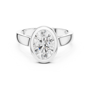 2CT 18K White Gold Oval Cut Lab Grown Diamond Bezel Modern Engagement Ring Custom Fine Jewelry Wedding Ring IGI Certified - Product Image 2