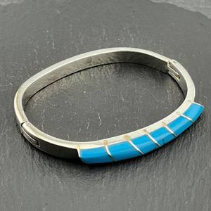 Brazalete Articulado de Plata de Ley Vintage con Turquesa, Hecho a Mano, con Gema Azul, Elegante Regalo de Joyería para Mujer - Product Image 4