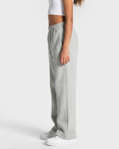 Custom Contrastline Silver Grey <b>Oversized</b> Kid Girls Tracksuit Set Cotton Fleece Hoodie & Wide Leg <b>Sweatpants</b> OEM & ODM - Product Image 4