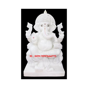 Estatua de Ganesha de mármol blanco de alta calidad, hecha a mano, muy hermosa, para adoración, decorativa, para el hogar, el templo y la oficina. - Product Image 2