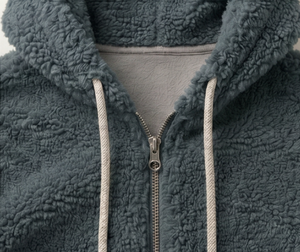 <b>Men's</b> Dark Grey <b>Fleece</b> Hooded <b>Jacket</b> Zipper Closure Casual Winter Wear Thick <b>Sherpa</b> Lining Regular Fit - Product Image 4