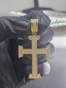 Colgante de cruz de plata 925, aleación de zinc chapada, cristal, diamantes de imitación, amuleto religioso, regalo unisex, joyería - Product Image 3