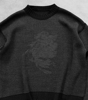 Pull tricoté surdimensionné pour homme, style streetwear déchiré, à manches longues, col rond, vêtements d'hiver pour homme