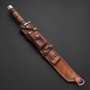 Couteau Tanto artisanal sur mesure avec fourreau en cuir et manche en bois, couteau de survie pour le camping en plein air - Product Image 6