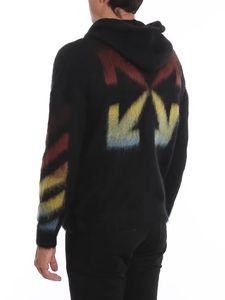 Hoodie en mohair sur mesure de haute qualité, épais, en mélange de laine duveteuse, à rayures, tricoté, zippé - Product Image 2