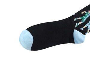 Chaussettes de football avec imprimé de joueur de dessin animé, noires et bleu clair, respirantes, tricotées pour adultes, vêtements de sport d'été - Product Image 3