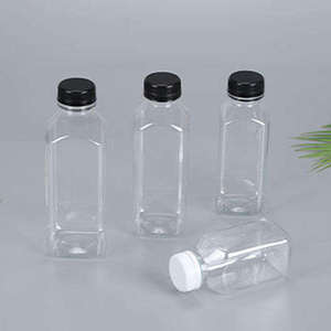 Bouteille en plastique PET carrée de 250 ml (8 oz) sérigraphiée avec couvercle inviolable pour jus, smoothies et boissons - Product Image 2