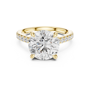 Anillo de Oro Sólido de 14K con Diamante Cultivado en Laboratorio de Corte Redondo de Diseño para Regalo, Fiesta, Aniversario y Uso Diario - Product Image 3