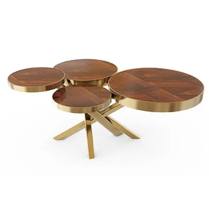 Table basse ronde en marbre foncé de luxe, design nordique, pour la maison et les hôtels. - Product Image 1