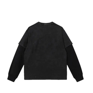 Fashion Men Oversized 100% Cotton Double Layer Acid Wash Heavyweight Long Sleeve T <b>Shirts</b> with Custom Logo - Product Image 2