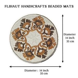 Set de table rond bohème en tissu avec perles et sequins, fait main, durable, diamètre 400 mm, épaisseur 3 mm - Product Image 2