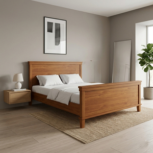 Lit King Size en Bois de Teck Massif Mulyo, Style Moderne et Contemporain, Qualité Premium, Construction Robuste, Meubles de Chambre à Coucher - Product Image 2