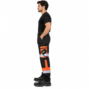 Pantalon de travail pour homme grande taille, haute visibilité, respirant, imperméable, orange, 100% coton, bandes réfléchissantes, genouillères de sécurité - Product Image 4