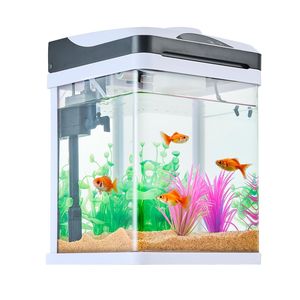 Aquarium carré en verre ultra-transparent de 2 gallons avec LED, surveillance de la température à 7 couleurs, éclairage réglable, auto-nettoyant - Product Image 3
