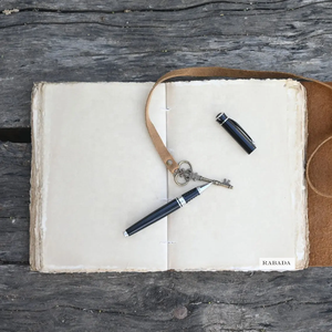 Vintage Key Lock Buffalo Leather Wood Free Deckle Edge Cotton Rug Paper <b>Note</b> <b>Book</b> Custom Embossed Logo on Dairy - Product Image 2