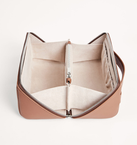 Roziv Sports PU para Bolsa de Cosméticos, Estuche Pequeño con Cierre de Cremallera, Bolsa de Maquillaje Portátil, Ecológica, Estilo Simple, Color Beige, para Viaje - Product Image 4