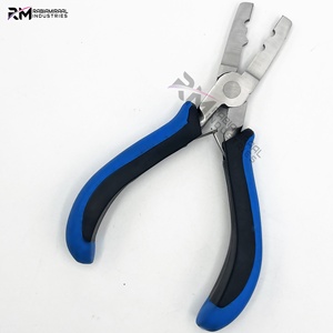 Alicates RMI de la mejor calidad, de acero inoxidable, para extensiones de cabello/joyería, con punta plateada y mango negro/azul. - Product Image 2