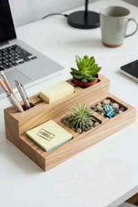 Wooden Counter Desk Organizer Office <b>Storage</b> Rack Pen Holder Stationery Stand Workspace Utility Compact - Product Image 2
