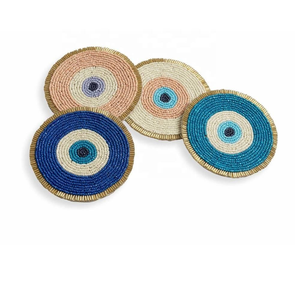 Round <b>Beaded</b> Drink <b>Coasters</b> Handmade Table Protection Mats for Daily Use At Cheap Price - Product Image 5