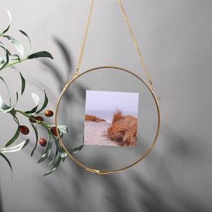 Cadre photo suspendu en verre et métal de forme hexagonale pour la décoration murale, avec 2 côtés en verre, cadre photo décoratif personnalisé - Product Image 4