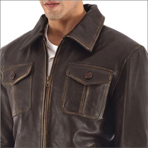Chaqueta Bomber de Cuero de Oveja para Hombre, Diseño Clásico para Invierno y Uso Casual, Chaqueta Cálida y Elegante, Logotipo Personalizado, Pedido al por Mayor 2026 - Product Image 4