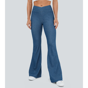 Jeans à jambes larges pour femmes, tissu en coton léger et doux, coupe décontractée, confortable, streetwear, décontracté au quotidien, OEM - Product Image 5