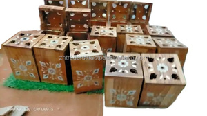 Incrustaciones de fregona hechas a mano exclusivas y quemador de incienso árabe de madera natural Mubkhar de lujo para regalos de Ramadán Kareem Eid Mubarak - Product Image 4