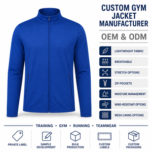 Veste de sport à fermeture éclair intégrale, col montant, pour entraînement, jogging et fitness, en polyester et élasthanne, avec logo personnalisé, fabrication usine - Product Image 2