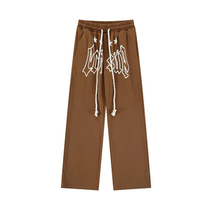 <b>Men's</b> Cotton <b>Thermal</b> Lined Midweight Sweatpants Drawstring Elastic Waist Letter Print Loose Straight Leg Casual Pants - Product Image 3