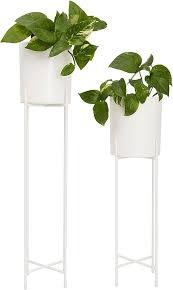 <b>White</b> Metal <b>Planter</b> Contemporary Elegant Indoor Outdoor Plant Pot - Product Image 3
