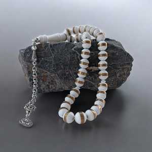 Handcrafted Bone Beads Unisex Islamic Prayer Power <b>Rosary</b> Necklace Spiritual Meditation Gift Tradebyd - Product Image 1
