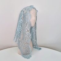 Voile de prière catholique élégant bleu vert clair à motif floral classique en dentelle française, mantille de qualité supérieure coréenne, cadeau pour femme, 110 cm
