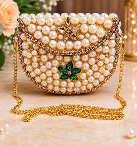 Pearl Rhinestone <b>Mini</b> Bag Gold Plated Chain Strap Evening Clutch Purse Wedding Party Handbag - Product Image 1